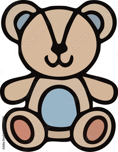 Cute Cartoon Teddy Bear Toy Illustration.