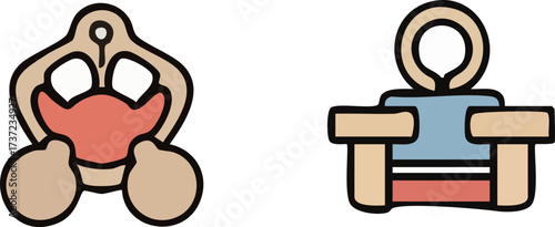 Medical Speculum and Binder Clip Vector Icons.