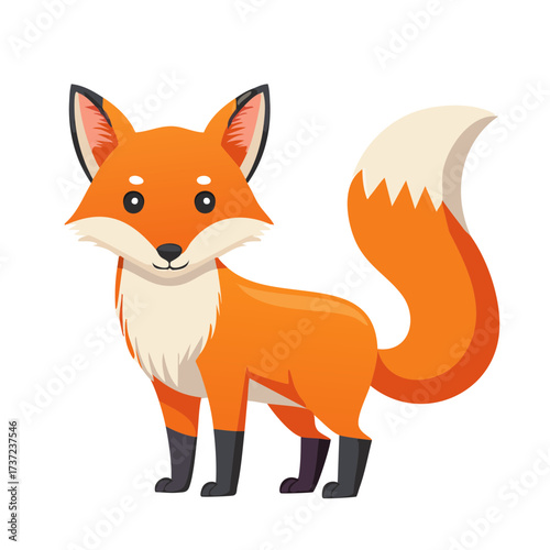 Cute Cartoon Fox with Bushy Tail
