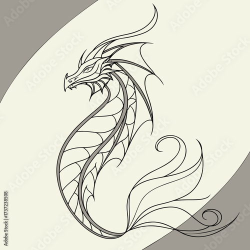 Vector art of dragon with a fish tail