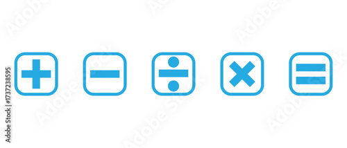 Basic mathematical icon set. Math and Calculator icon set. Plus Equals and minus  division symbol icon set. vector illustration.