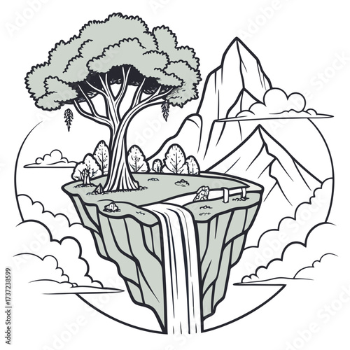 Vector art of floating island