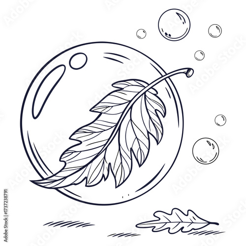 Vector art of leaf in bubble
