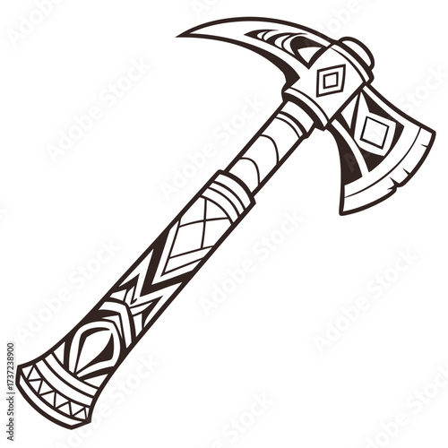 Vector art of ornate tomahawk