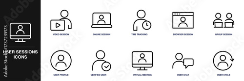 User Sessions Line Icon Set