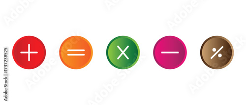 Basic mathematical icon set. Math and Calculator icon set. Plus Equals and minus  division symbol icon set. vector illustration.