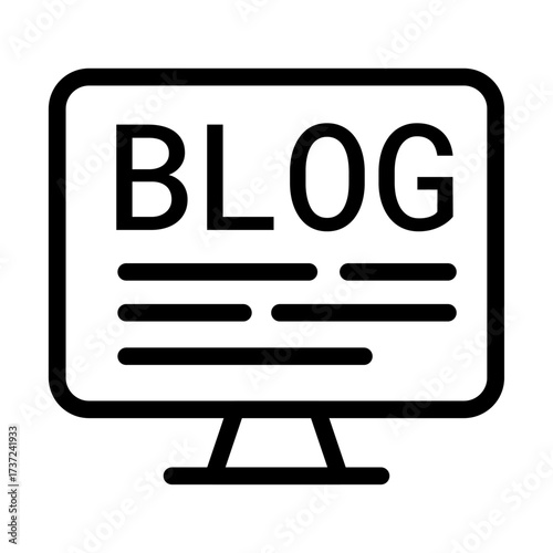 Blog on Monitor Line Icon of Blog Design Icon Set