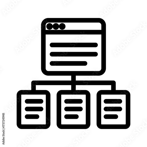 Website Structure Line Icon of Blog Design Icon Set