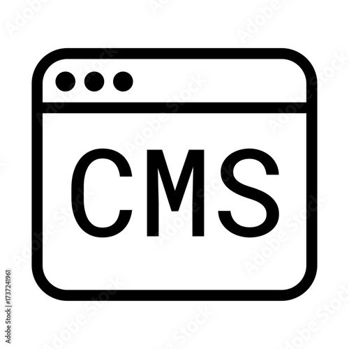 CMS in Browser Line Icon of Content Management System Icon Set