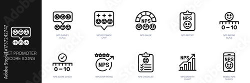 Net Promoter Score Line Icon Set