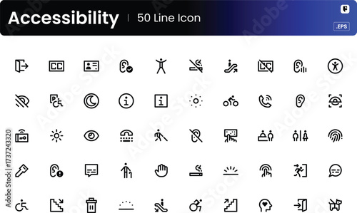 50 Accessibility Icons Set Universal Design Symbols Vector Collection Graphics Pack
