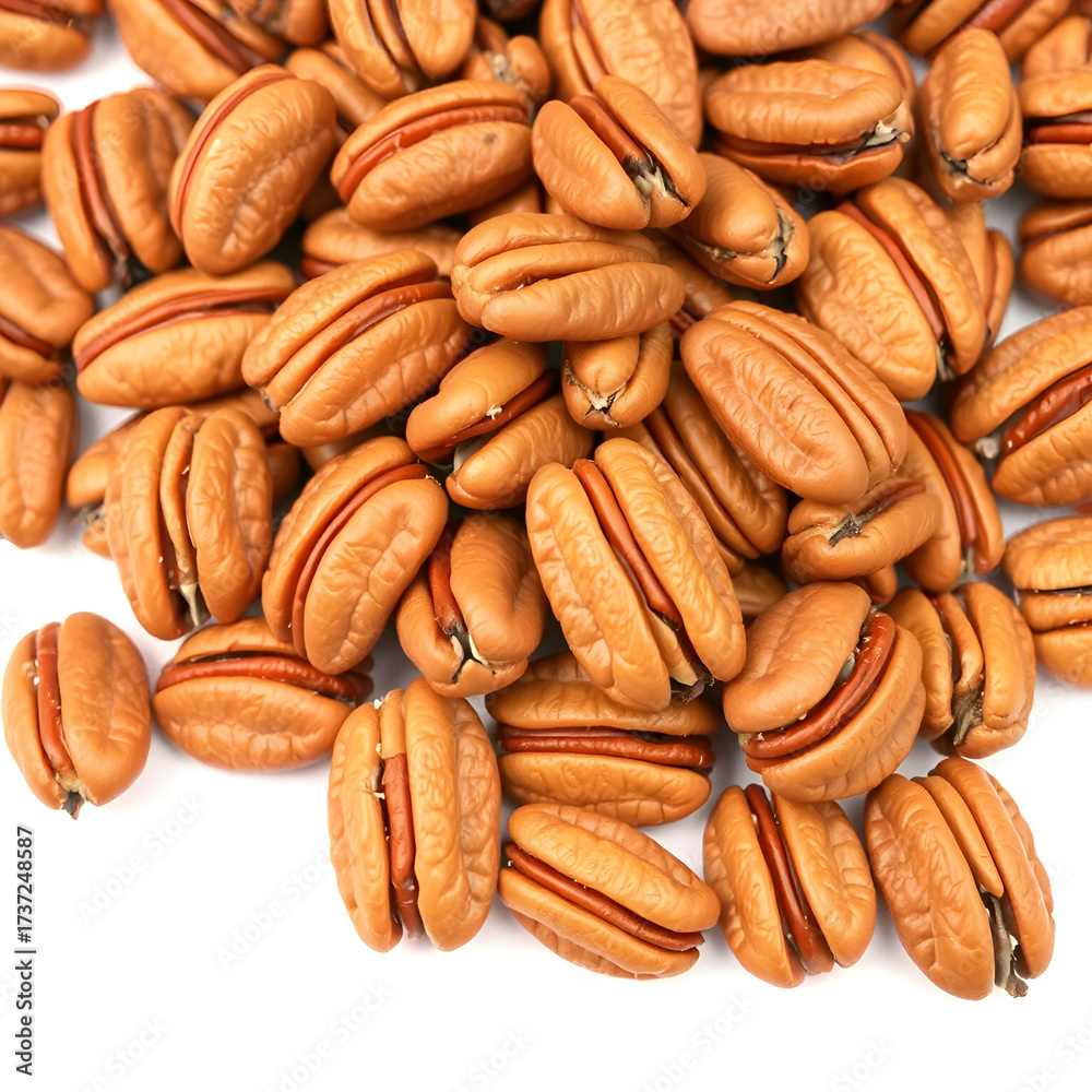 Fototapeta premium Pile of pecan nuts isolated