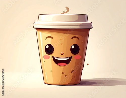 Cute Cartoon Coffee Cup Illustration.
