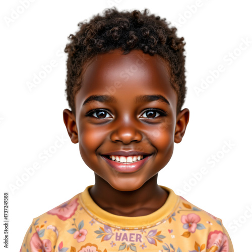 Joyful child smiling outdoors portrait photography urban environment close-up view happiness concept