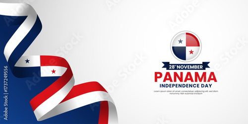 Panama independence day banner background 28th november design element with waving ribbon flag