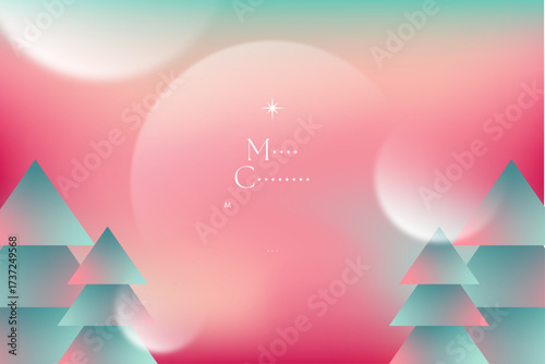 Modern Christmas Background Vector with Bokeh Effect & Christmas Tree