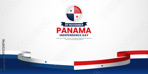 Panama independence day banner background 28th november design element with waving ribbon flag