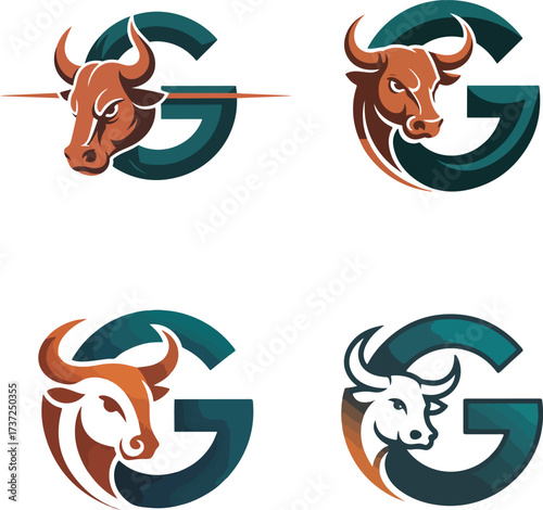 vector Cow's head logo design
