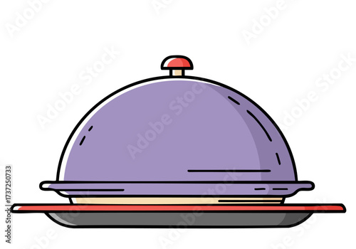 stylized  serving tray with a cloche showcasing a simple modern design Clean lines and a pastel purple background create a visually appealing and commercially viable graphic