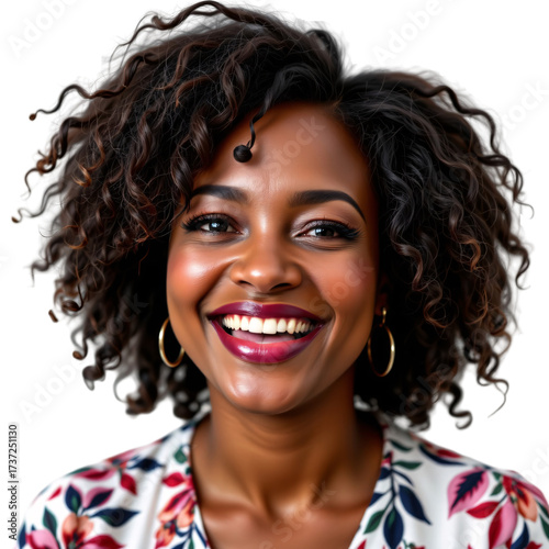 Joyful woman smiling portrait studio photography bright close-up happiness