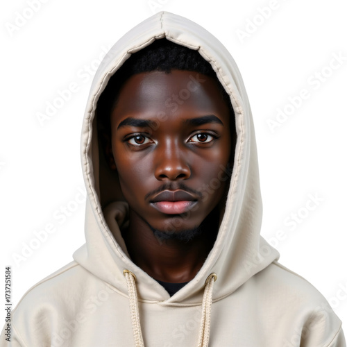 Portrait of a young man in hoodie urban setting photography close-up expression of confidence