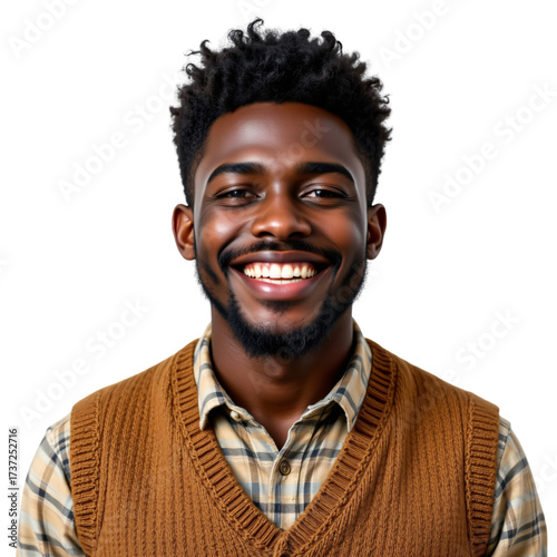 Joyful man smiling outdoors portrait photography natural light urban environment positive vibes