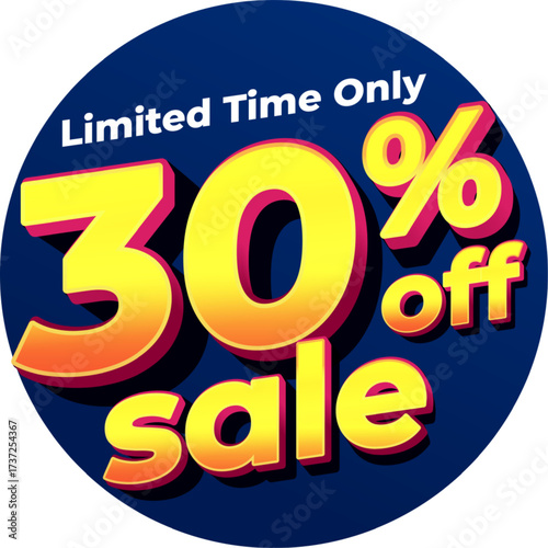 limited time 30 percent sale off promo blue background
