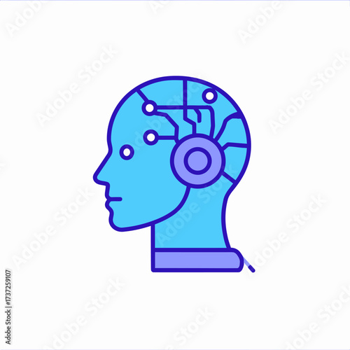 AI Robot Head Logo Futuristic Illustration for Technology and Innovation