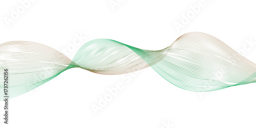 A smooth green bow tie with a flowing pattern and curve is isolated on a white backdrop.