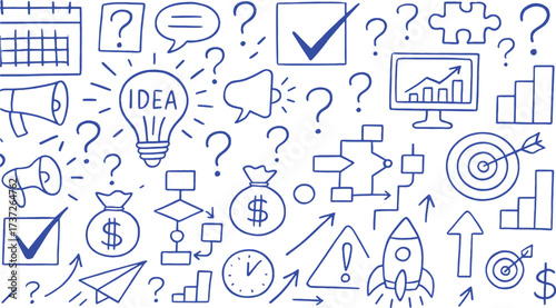 Business and Success Doodle Collection with Icons and Symbols ideas planning
