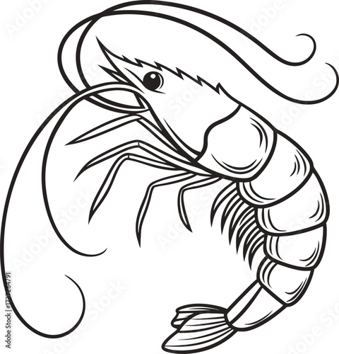 Shrimp isolated on white background, a delectable seafood delicacy in a simple vector style for culinary and artistic creations