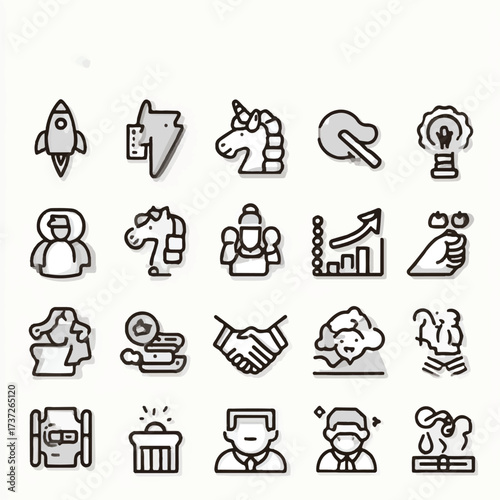 Collection of modern flat line business icon set for startup and marketing concepts vector illustration