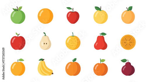 Collection of Fresh Fruit Illustrations for Healthy Eating and Diet Plans