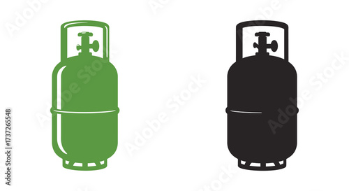 Two propane tank illustrations one green and one black side by side