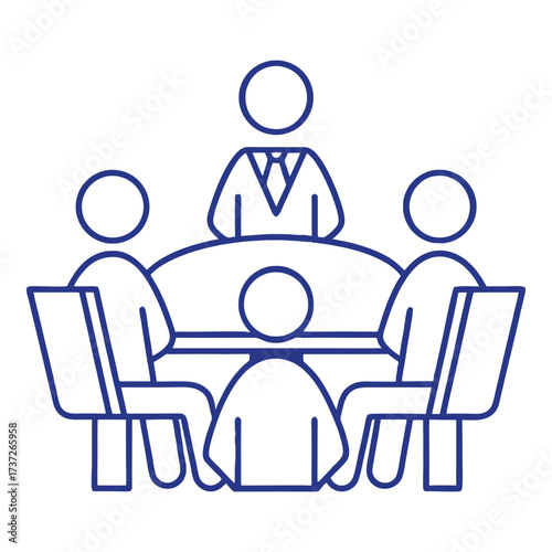 Business meeting icon board members discussing strategy around a table 