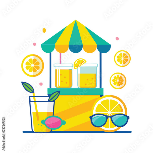summer holiday beach hut illustration