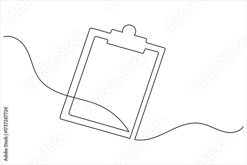 Checklist clipboard continuous line drawing minimal one line art concept of task list organization
