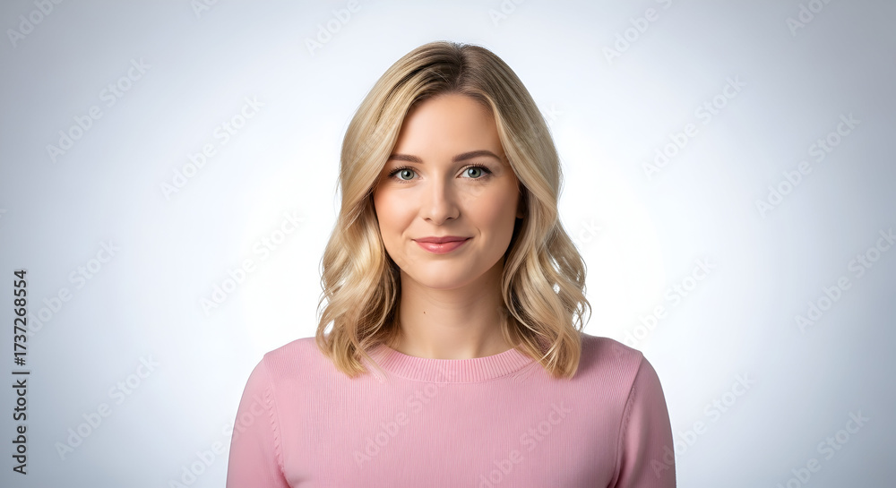 Fototapeta premium Confident and Approachable Businesswoman Portrait Achieving Success with Her Calm Demeanor Positive Attitude Radiating Trust and Reliability in Corporate Headshot Setting