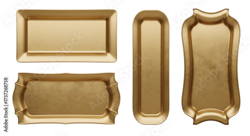 Golden Elegance Presentation Platters Exquisite Serveware Set Perfect for Festive Gatherings and Sophisticated Banquets Luxurious Accent Trays for Upscale Events
