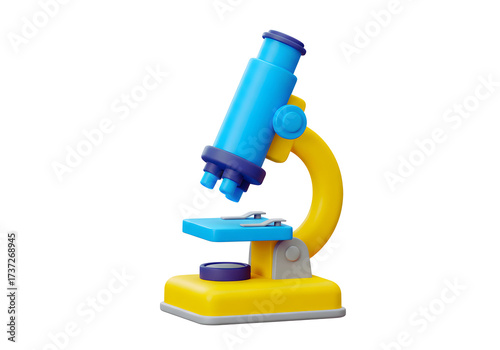 3d rendered scientific microscope with blue and white design for educational purposes  - 3d render illustration