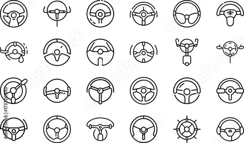 Bundle Minimal Line Icon Of A Steering Wheel Eps 14