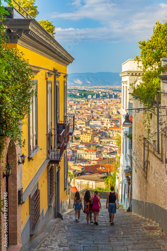 Photography Downtown Naples city skyline, cityscape of  Italy
