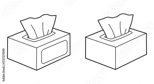 Simple black and white illustration of two tissue boxes side by side
