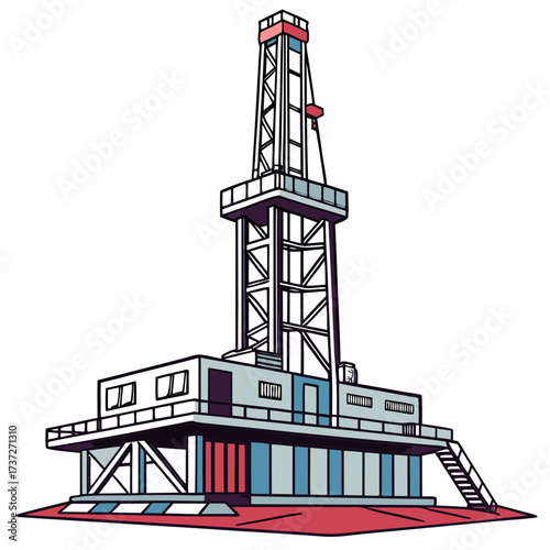 Vector art of land oil rig this towering structure stands tall on the earth, a symbol of industry and resource extraction, with its complex network