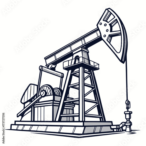 Vector art of oil pump jack this mechanical marvel extracts crude oil from the depths, its rhythmic motion a testament to human ingenuity and resourcefulness