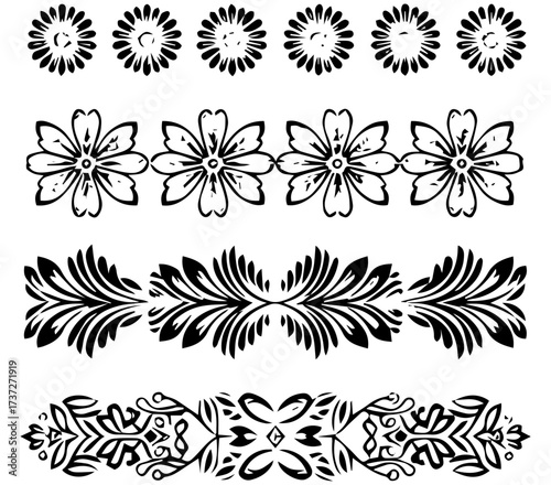 Elegant floral borders for invitations, cards, and crafts projects with a vintage charm and rustic touch