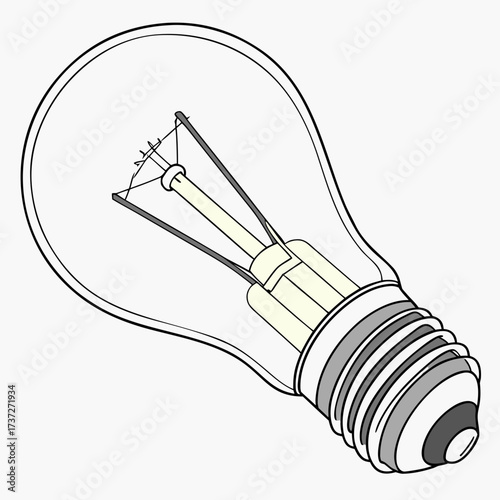 Illustration of a light bulb, a device that produces light from electricity, commonly used for illumination in homes and offices
