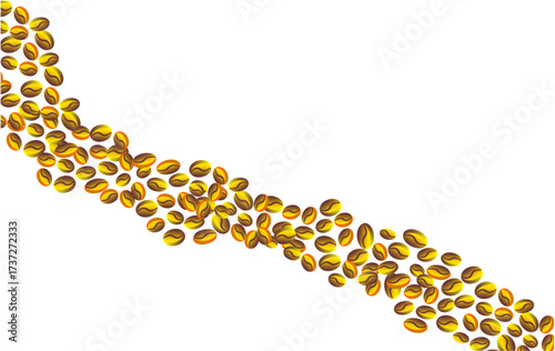 Coffee bean pattern. Roasted coffee bean pattern background. Coffee beans pattern for packaging. Golden coffee beans pattern.