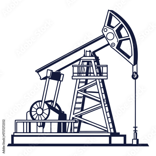 Illustration of an oil pump jack, a machine used to extract crude oil from the ground, symbolizing the petroleum industry and energy production