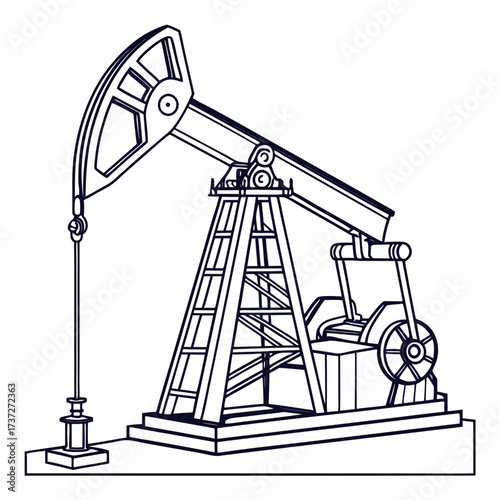 Illustration of an oil pumpjack, a mechanical device used to extract crude oil from an oil well, symbolizing the petroleum industry and energy